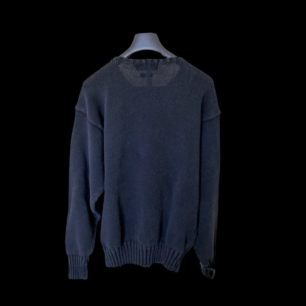 Vintage 90's Polo Ralph Lauren Knit Sweater XXL Navy Blue Red‎ Pony 100% Cotton